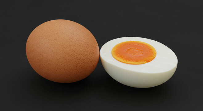 Whole and halved hard-boiled egg - Powered by Adobe