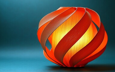 Fototapeta premium Modern Wooden Lamp on Teal Background