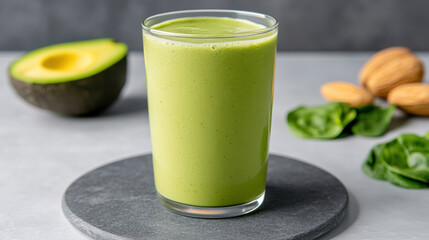 refreshing green smoothie made with spinach and avocado, perfect for healthy boost