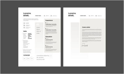 Professional modern and minimal resume CV, Clean and modern resume portfolio CV template
