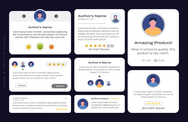 Feedback and review set. different feedback shapes, Collection of online satisfaction level feedback, star ratings Emotional feedback design for websites and mobile apps