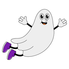 Halloween Groovy Character with Cute Cartoon Design. Vector Illustration.