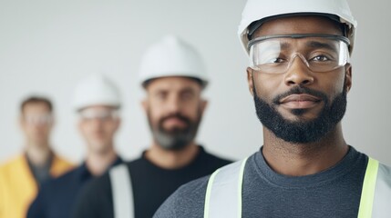 capture minimalistic portrait of diverse workers from multiple industries