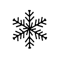 Elegant Black Snowflake Silhouette on White Backdrop