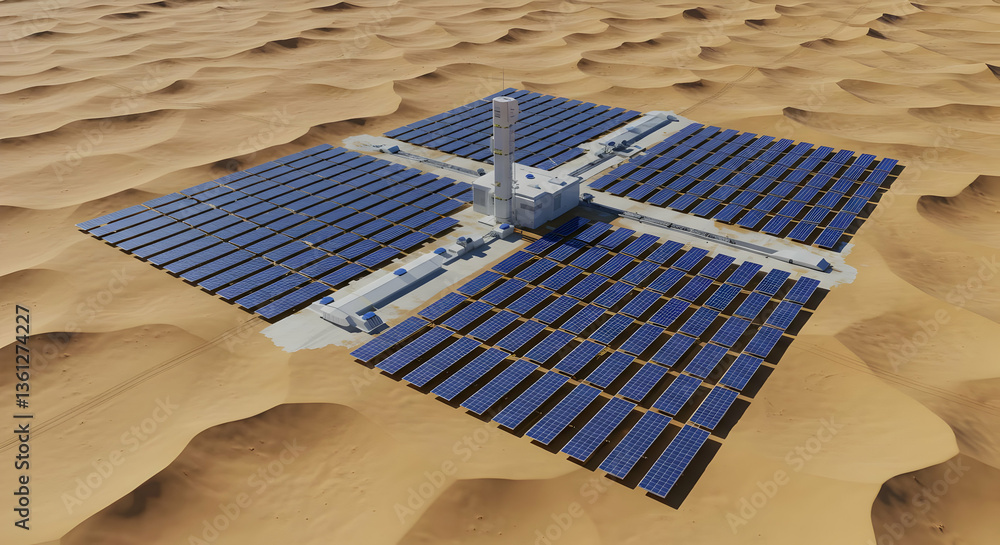 Poster large solar panel array in the desert