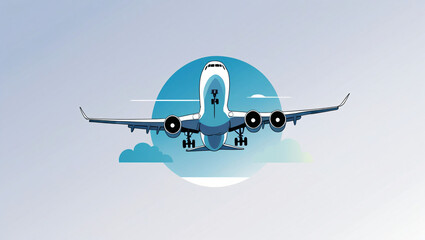 Naklejka premium Minimal 2D Airplane Takeoff Illustration – Flat Design