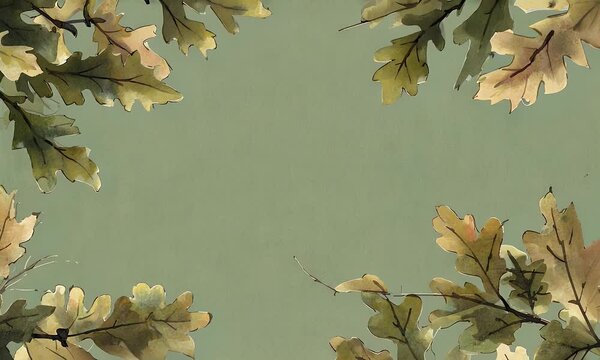 Slow and graceful movement of oak tree branches bending with the breeze on a vibrant green background for vfx editing