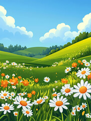 Fototapeta premium Beautiful Spring Meadow Landscape