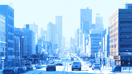 Winter Cityscape Urban Scene