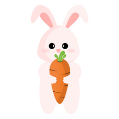 Easter Bunny Hugging Carrot Illustration