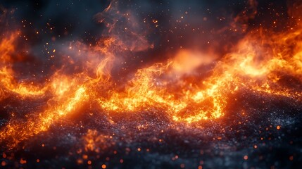 Fototapeta premium Intense flames rising from fiery landscape high resolution picture