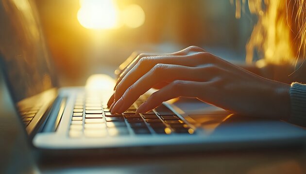 A person typing diligently on a personal computer keyboard surface