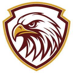 Detailed Eagle Head Clipart with Shield, Brown Feathers and Golden Beak, Isolated