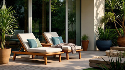 Fototapeta premium Natural Modern Interiors: Warm, Minimalist Spaces with Scandinavian Design Harmony