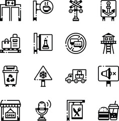 Collection of Wayfinding Guidance Linear Icons 