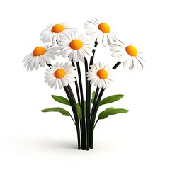 chamomile flowers 3D render