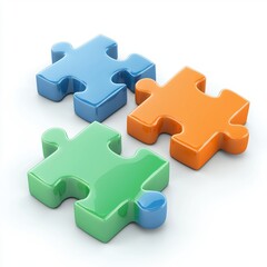 Obraz premium Colorful Puzzle Pieces in Bright Colors on a Light Background