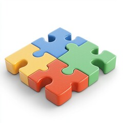 Fototapeta premium Colorful Puzzle Pieces on a White Background for Creative Concepts