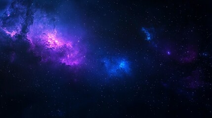 Vibrant nebulae in deep space, showcasing cosmic dust and gas clouds in shades of purple and blue.