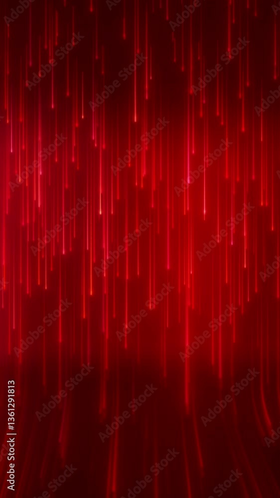 Poster vertical video animation of glowing neon lines in red - abstract background.