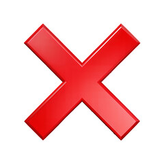 Red cross mark isolated on transparent background. Png