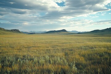 Fototapeta premium Unyielding Resilience: Life Thriving in Rugged Grasslands