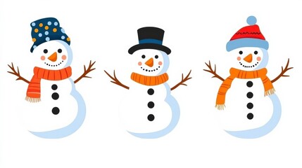Playful Snowman Designs for Greeting Cards