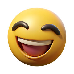 Obraz premium 3D happy smiley face emoticon illustration focused expression excited hmm emoji
