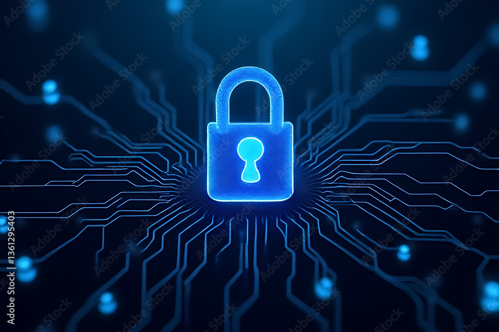 Poster securing digital information cybersecurity measures virtual network infographic abstract view