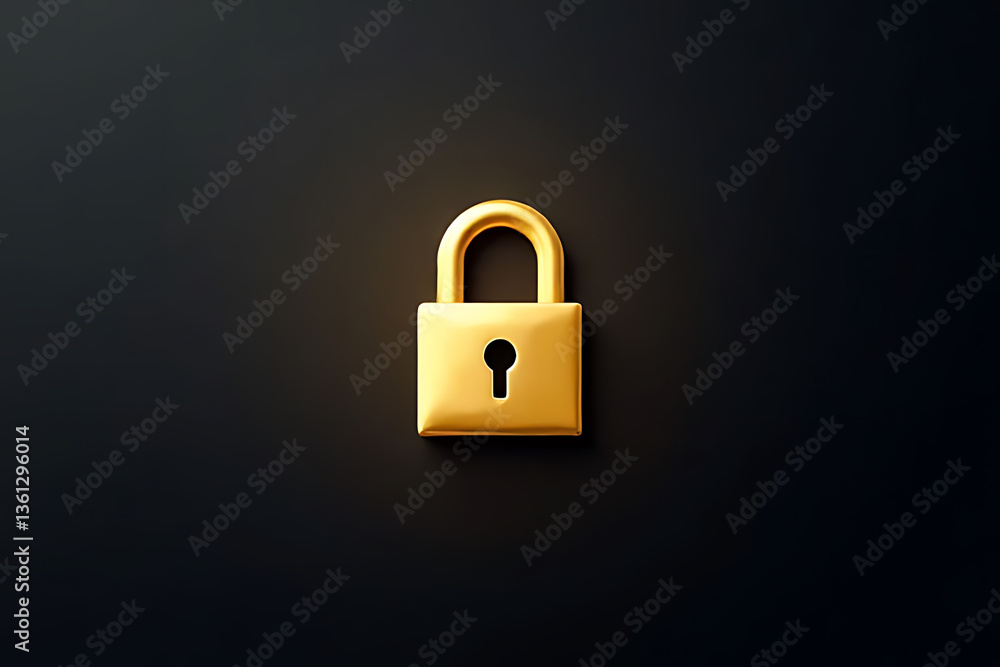 Poster security action golden lock image digital environment minimalist viewpoint concept