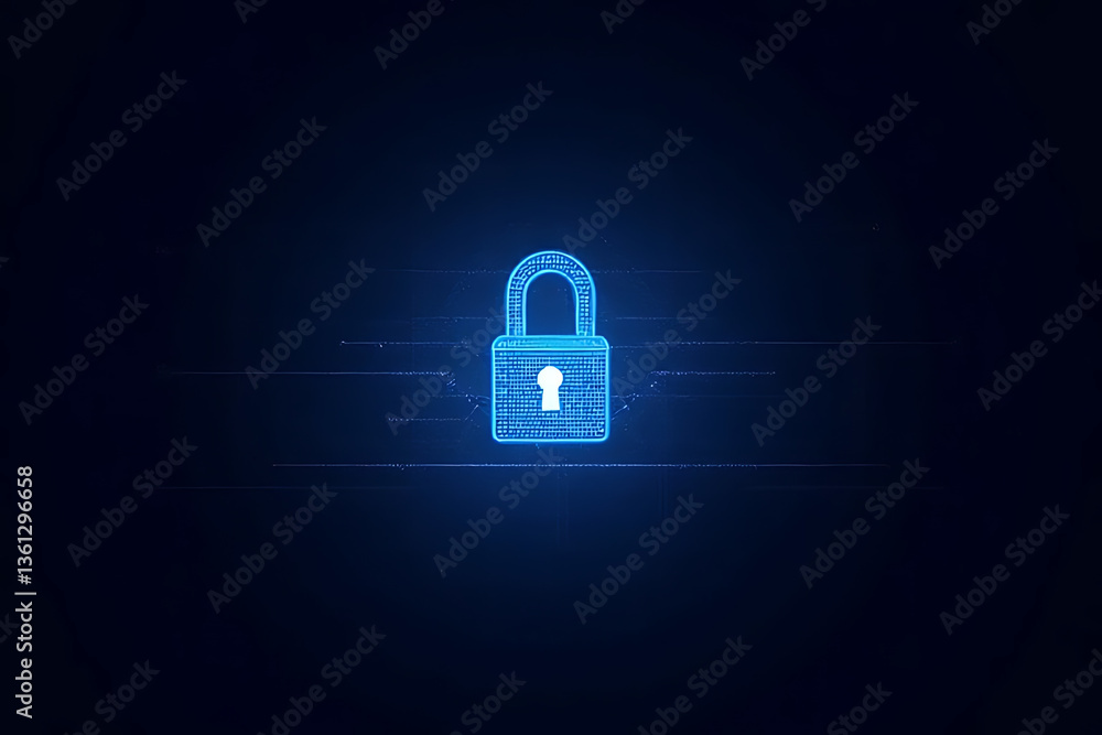 Aufkleber digital security lock icon virtual environment graphic design dark background conceptual viewpoint