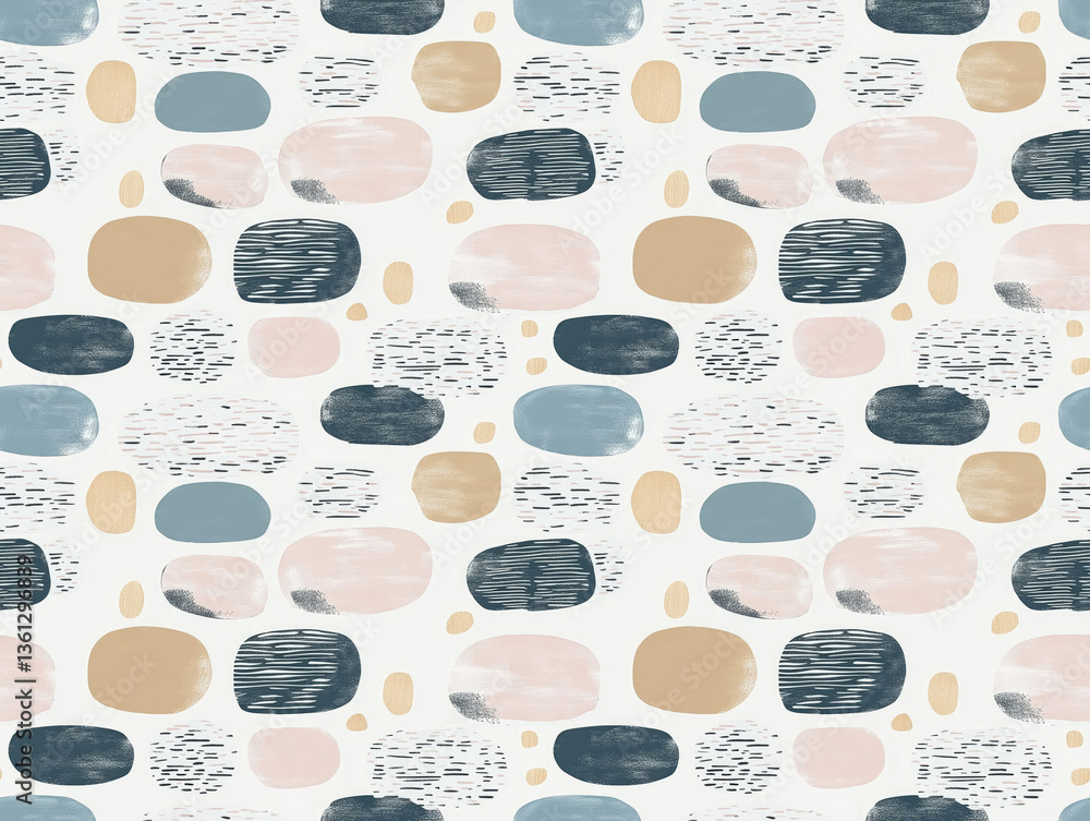 Poster abstract stone pattern: a seamless, repeating pattern showcasing an arrangement of abstract, rounded
