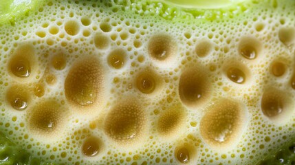 Close-up of Bubbly Green Smoothie Texture