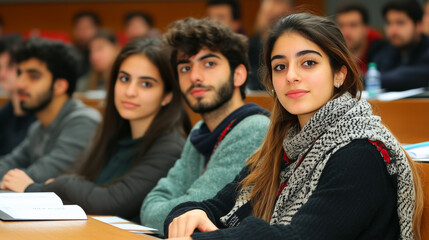 Students listen to a lecture at an educational institution