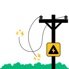 Electric Pole Power Cable Broken