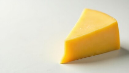 Gourmet cheese, wedge, creamy texture, white backdrop , rich, dairy, minimal