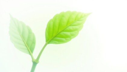 Green stem with single leaf isolated on white background, plant, nature, stem