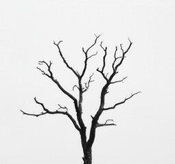 Obraz premium Striking Silhouette of a Leafless Tree Against a Minimalist Background