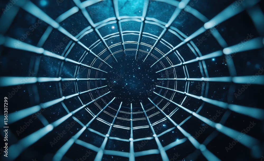Poster abstract view of a cosmic web with stars and dark space background