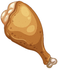 Crispy Fried Chicken Drumstick Vector Illustration
