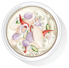 Thai Coconut Soup Vector Illustration