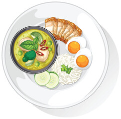 Vector Illustration of Asian Cuisine Dish