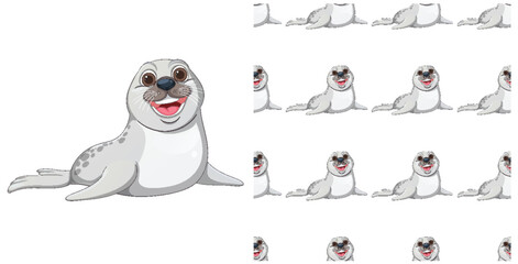 Playful Seal Vector Pattern