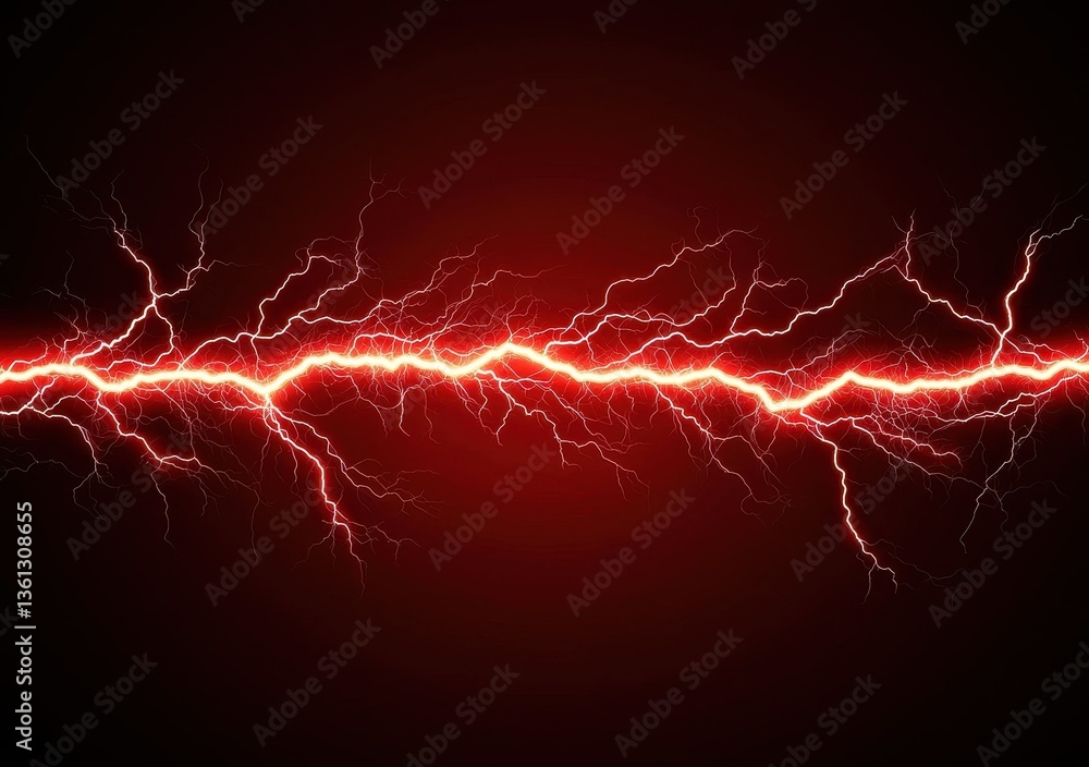 Poster red lightning bolt on dark background for dynamic visual impact