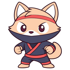 Cartoon fox character in ninja costume, Isolated illustration, Cute animal design