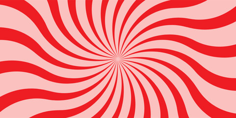 Candy color sunburst background. Abstract pink cream sunbeams design wallpaper. Colorful spinning lines for template, banner, poster, flyer. Sweet rotating cartoon swirl or whirlpool. Vector backdrop