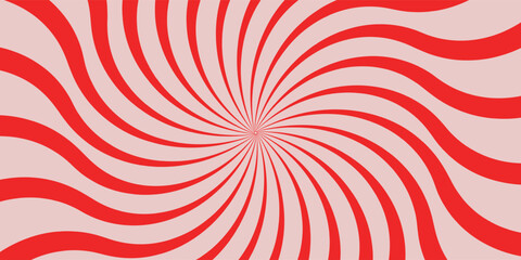 Candy color sunburst background. Abstract pink cream sunbeams design wallpaper. Colorful spinning lines for template, banner, poster, flyer. Sweet rotating cartoon swirl or whirlpool. Vector backdrop