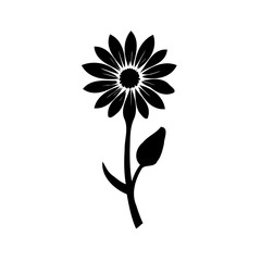 Elegant Sunflower Silhouette on White Backdrop