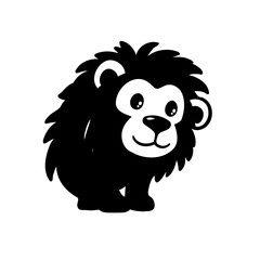 Fototapeta premium Stylized Lion Cub Black and White Vector Design