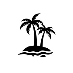 Palm Tree Island Silhouette Graphic Illustration